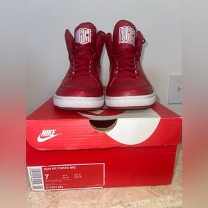 Nike Air Son of Force MID, Gym Red-white, Size 7